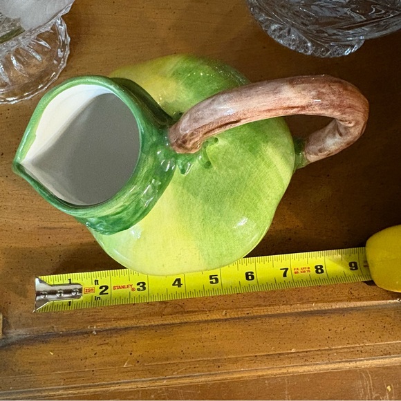 Vintage Italian Capodimonte Handmade Hand Painted Ceramic Green Apple Pitcher - Picture 11 of 11